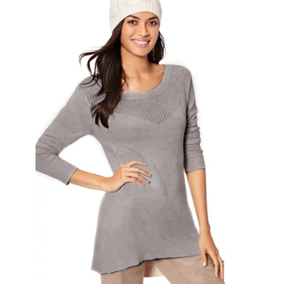 NY&Co Boatneck Pointelle Tunic Sweater (S) - Picture 2 of 2